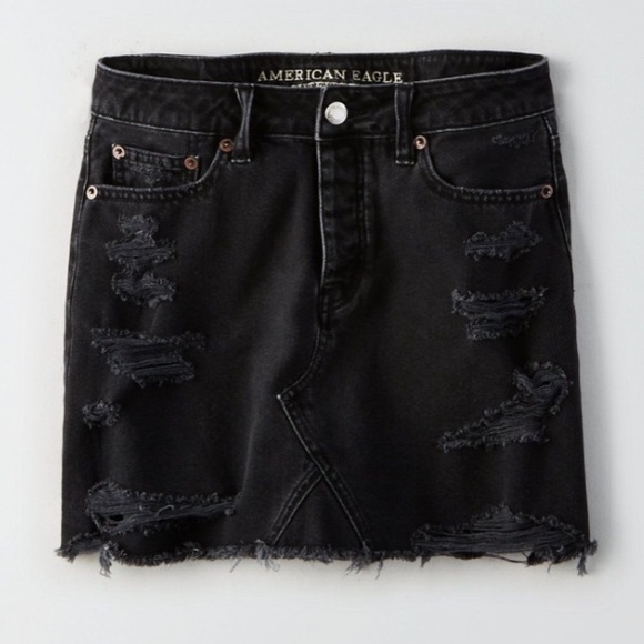 AEO High-Wasted Distressed Denim Skirt - Picture 6 of 8